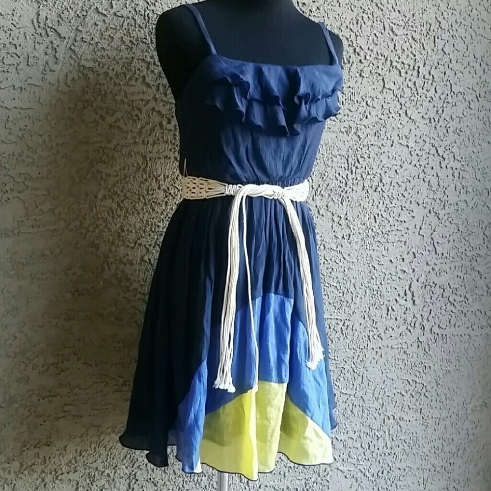 IZ BYER Belted Dress Sz XS Blue